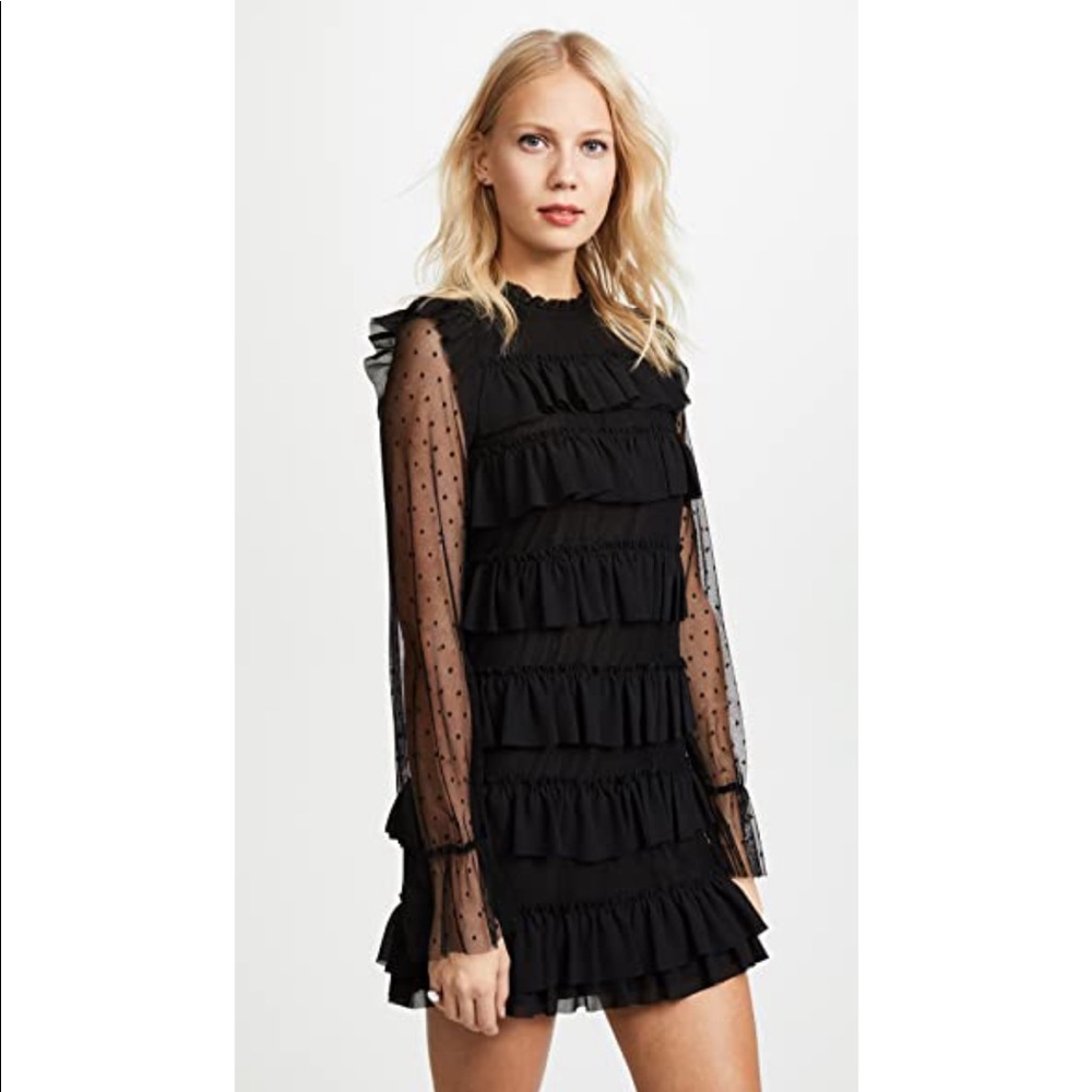Rebecca Minkoff Black Ruffle Vicky Mesh Dress. 4